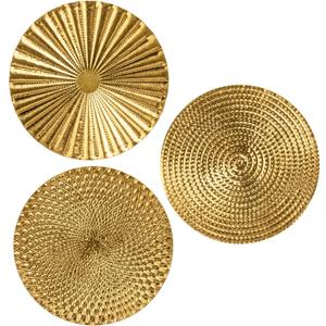 Briful 12" Gold Wall Dcor Pack of 3 Metal Starbursts Radial Plate Wall Art Modern Accent Hanging Wall Decorations For Home Office Bedroom Or Living Room Wall Sculptures