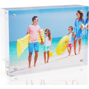5x7 Inches Acrylic Picture Frames 1 Pack, Double Sided Magnetic Photo Frames,Free Standing on Desk or Table Clear Picture Frames