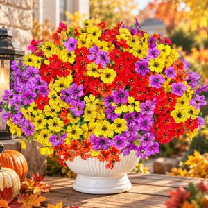 3 x Artificial Fall Flowers, 12 Bundles Faux Daisies for Outdoor Decor