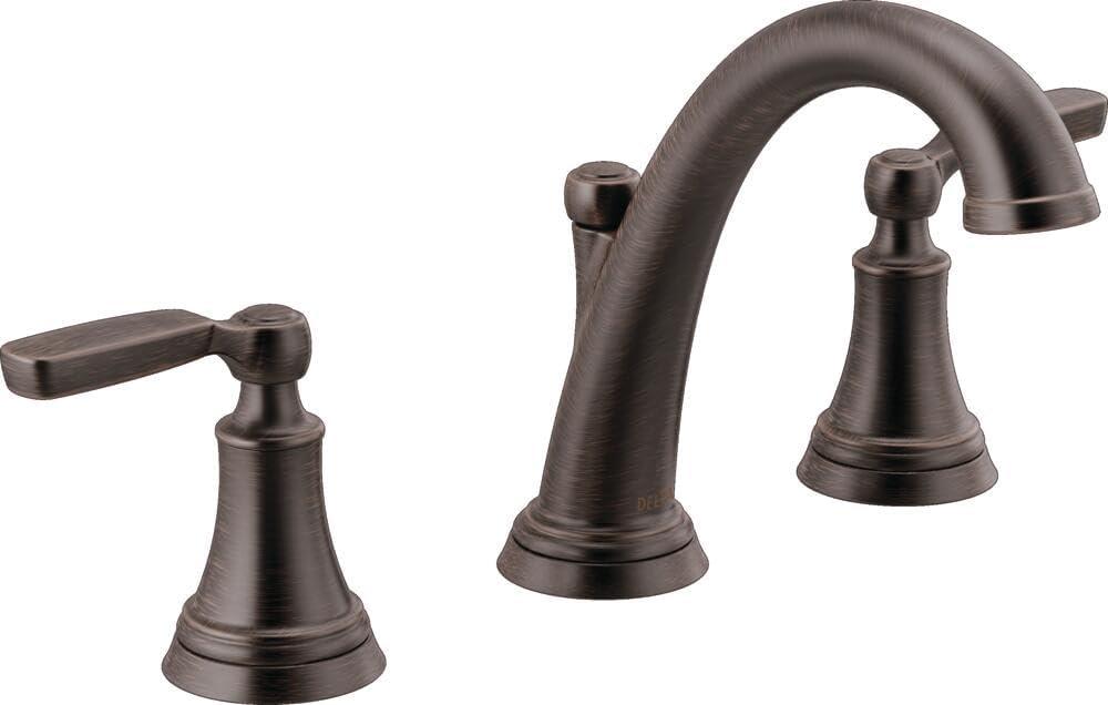 Delta Faucet Woodhurst Widespread Bathroom Faucet 3 Hole, Bronze Bathroom Faucet, Bathroom Sink Faucet, Metal Drain Assembly, Venetian Bronze 3532LF-RB