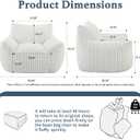 Giant Plush Bean Bag Chair for Adults with Armrests - Oversized Comfy Beige Beanbag Lounge Lazy Floor Sofa Accent Chair for Living Room, Bedroom & Dorm, Cozy Fluffy Single Cloud Mini Couch, XL Sofa Chair
