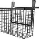 Happyyami Vegetable Storage Rack Metal Hanging Basket Easy Install Kitchen Hanging Storage Basket Black