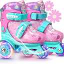 Unicorn Toddler Roller Skates, Kids Training Safety Tripple Protection Roller Skates with 4 Adjustable Sizes, Fun Light-Up Wheels, Little Girls' Fancy Gift. Size 27.5
