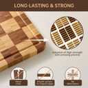 Bamboo Cutting Boards for Kitchen, End Grain Wood Cutting Board with Juice Grooves & Handles, Charcuterie Checkered Chopping Board Thick Butcher Block Serving Tray with Gift Box, 16.5"11.6" 1"