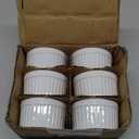HIC Kitchen Souffle Ramekin, Fine Porcelain, For Baking Custards, Souffles, Condiments, And Desserts, 3-Ounce Capacity, Set of 6