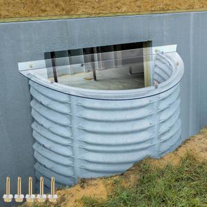 39'' x 16'' UV Basement Window Well Cover UV Resistant Polycarbonate for Snow and Rain Heavy Duty Egress Window Cover Winter Summer for Courtyard Balcony Exterior, Clear