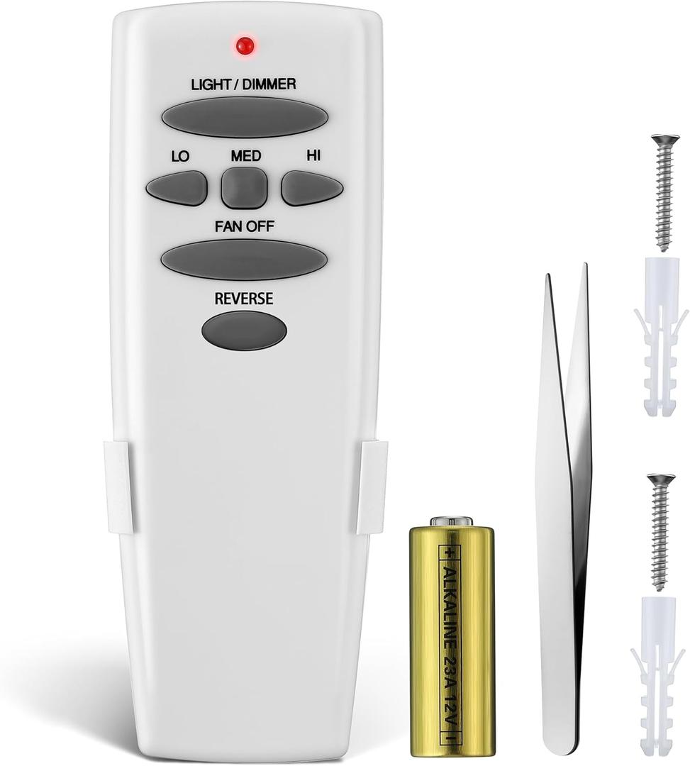 Saillong Ceiling Fan Remote Control Compatible with Hampton Bay UC7083T, Fan Remote with Battery, Reverse, 3 Speed Wind Speed and Light On/Off - Wall Mount