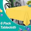2 x tujol Yellow 6 Pack Plastic Table Cloth 54" x 108", Disposable Tablecloths Rectangle Table Cover, Plastic Tablecloths for Parties