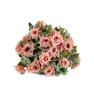 KAOYOO 2 PCS Artificial Rose Bouquet Short Stems for DIY Wedding Decoration Bridal Bouquet Home Decorations(2-PCS), Set of 2
