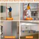 12ft Dust Barrier Poles (4 Packs) with 33x13ft Dust Barrier Sheeting and 2 Heavy Duty Zippers, Dust Containment Telescoping Pole Kit