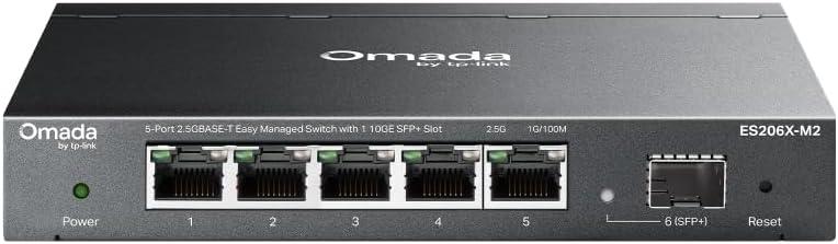 TP-Link Omada 5 Port 2.5G Switch, Easy Managed, VLAN, Auto Loop Prevention, IGMP Snooping, Fanless, Managed by Omada, Durable Metal w/ Shielded Ports(ES206X-M2)