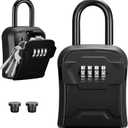 Puroma Lock Box, Key Lock Box Wall Mount & Portable Combination Lockbox with Resettable Code, Security Lockbox for Outside House Keys, Apartment Realtors Spare Keys Storage (Pack of 1, Pure Black)