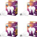 PHILIPS LED 60W A19 4-Pack Ultra Definition Soft White (2200K) 800 Lumen (8W=60W) Dimmable Flicker Free Light Bulbs