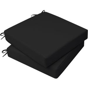 AAAAAcessories Outdoor Seat Cushions for Chairs, Waterproof, Fade-Resistant, 20" x 18" x 3", Patio Furniture Replacement Cushions, Set of 2, Charcoal Black