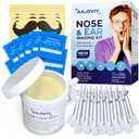 Nose Wax Kit, 120 g Wax, 30 Applicators,Nostril and Ears Hair Removal Kit for Men & Women,Includes 15 Balm Wipes and Mustache Guards etc. Lasts up to 6 Weeks