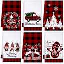 Sratte 3 Pcs Christmas Kitchen Towels Red Black Buffalo Plaid Tea Dishtowels Absorbent Winter Gnome Truck Snowman Bathroom Hand Towels for Xmas Kitchen Bathroom Decoration Farmhouse Housewarming Gift