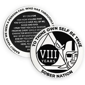MYRECOVERYSTORE Silver and Black Pirate Alcoholics Anonymous AA Chip w/Coin Capsule AA Yearly Medallion 1Year