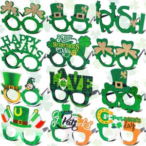 Mega-L 12 Pcs St. Patrick's Day Eyeglasses, St. Patrick's Day Party Supplies Party Favors, Irish-themed Glasses Photo Booth Props Accessories for Saint Patrick's Day Parade Party Decorations