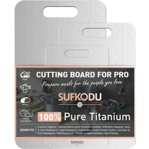 3 Piece Titanium Cutting Boards for Kitchen, Double-Sided Non-toxic Titanium Cutting Board, Dishwasher Safe Cutting Board for Meat, Vegetables, Fruits & Daily Food Prep