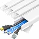 Delamu Cord Covers for 3-4 Wires on Wall, 56.7in Cord Hider Wire Covers for Cords on Wall, Self-Adhesive Cable Hider Cable Cover, Easy Set-up TV Cords Hiders Walls, 4X L14.2 W1.18 H0.63in, White