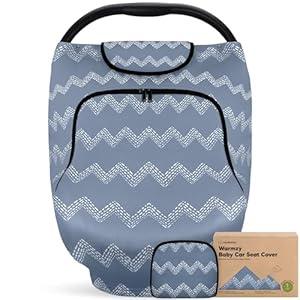 Baby Car Seat Cover for Boys, Girls - Breathable Infant Carseat Canopy for Winter, Rain, Universal Stretchy Fit Nursing Cover for Breastfeeding Newborns, Super Soft, Easy Access Zip Window (Indigo)