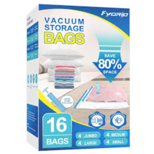 Vacuum Storage Bags with Hand Pump, Plastic Packaging Bags, 80% Space Saver Vacuum Seal Bags for Clothing, Travel Lugggage, Blankets, Comforters,
 16PCS