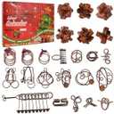 Advent Calendar 2025 for Adult Kids, Christmas Countdown Calendar Gift Box with 24 Brain Teaser Puzzles, 24 Days Metal Difficult Magic Brain Teaser Puzzles Xmas Countdown Calendar Challenge for Adults Teens