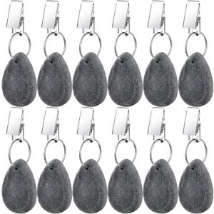 Geiserailie 12 Pcs Tablecloth Weights Tablecloth Pendant Teardrop Shape Table Cover Weights with Metal Clips for Outdoor Picnic Garden Dinner Table Cover Decoration (Dark Gray,Teardrop Style)