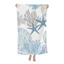 HKHEHOP Sea Shell Star Coral Nautical Coastal Beach Towel Quick Dry Microfiber Bath Towels for Bathroom Soft Sand Free Beach Towels Summer Essentials Travel Swimming Decor Gifts for Women Men