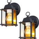 Designers Fountain Ivy Trail Outdoor Light Fixture Pack of 2, 8.25 Inch Exterior Wall Lantern Sconce Set for Front Door, Patio and Porch, Black, D334M-5EW-BK2