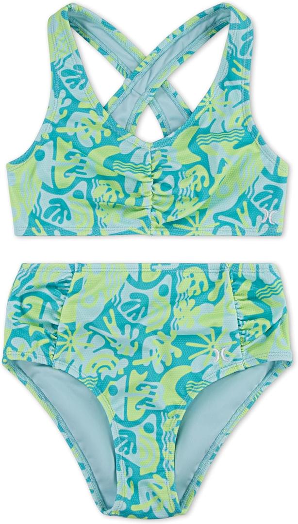 Hurley Girls Flounce Bikini 2-Piece Swimsuit (14, Turquoise Waves)
