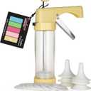 Clear Cookie Press Gun Kit with 16 Discs and 6 Icing Tips for DIY Biscuit Maker and Decoration by Valuetools Yellow