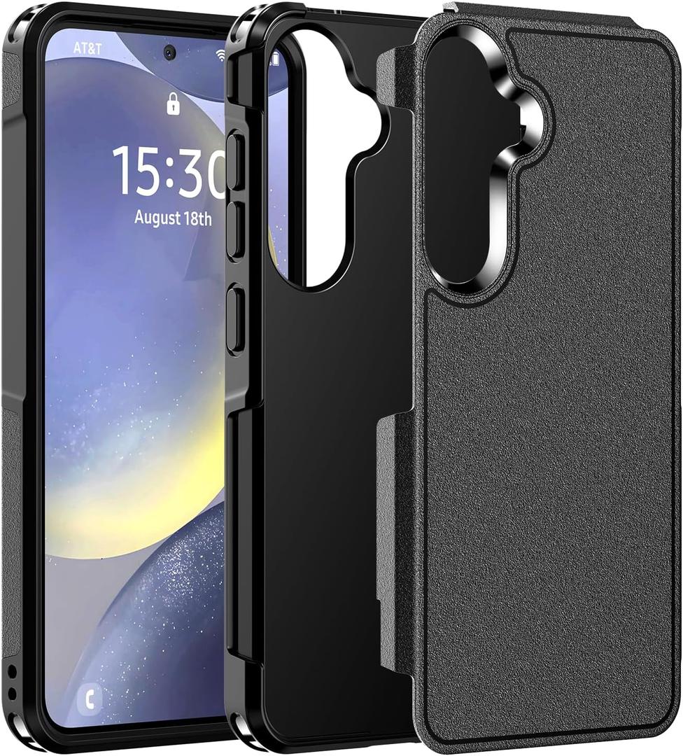 Hualele for Samsung Galaxy S24 S25 Case,[Military Grade Protection] [Dropproof Shcokproof] Anti-Slip Grip Slim Dual Layer Rugged Heavy Duty Galaxy S24 S25 Phone Case,Black