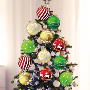 Soulchen 12 Pcs 9 Inch Large Christmas Tree Picks Ornaments 2D Cardboard Red Green Gold Christmas Ball Shaped Decorations Giant Xmas Tree Ornaments for Xmas Vase Fillers Wreath Crafts Decor