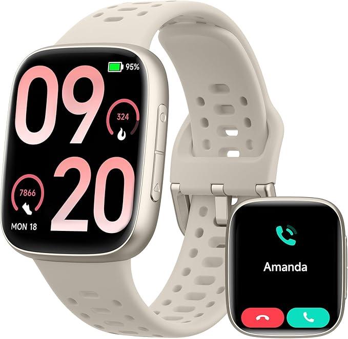 Smart Watches for Women/Men Android iPhone, [1.85" AMOLED Screen] Smartwatch Fitness Tracker 3ATM Waterproof with Bluetooth Calls, AI Control, Heart Rate/SpO2/Sleep Monitor
