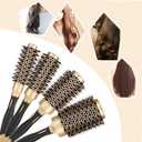 Hair Brush, Round Brush Set for Blow Drying - Professional Boar Bristle Hair Styling Brush, Nanothermic-Ion Technology, Vented Ceramic Barrel, for Women - 4 Size Options, Golden