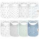 KeaBabies 8-Pack Bibs for Baby Girl, Boy - Pullover Large Baby Bibs for Drooling and Teething Infant, Newborn, Soft & Absorbent Organic Cotton, Long Torso Coverage Keep Toddler Clean & Dry (Vessels)