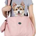 Ownpets Pet Dog Sling Carrier Bag Adjustable Padded Strap Dog Hand Free Safe Mesh Pet Carrier for Small Medium Dog Cat (Pink)