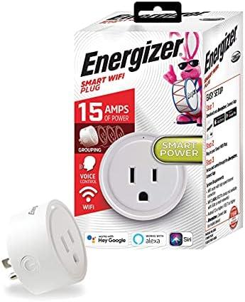 Energizer Connect Smart WiFi Plug, Mobile Connect App Enabled, Voice Controlled, Alexa, Echo, Siri, Hey Google Enabled, No Hub Required, Mini Outlet 15-Watt, 2.4GHz, ETL & FCC Certified