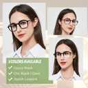 Large Reading Glasses Women Trendy Thick Square Readers 1.0 1.25 1.5 1.75 2.0 to 4.0 5.0 6.0 Spring Hinge (Slim Rim-black)