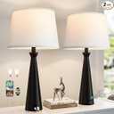 Seealle Modern Table Lamps Set of 2 - Touch Bedside Lamp for Nightstand with Dual USB C+A,3-Way Dimmable Black Nightstand Lamps for Living Room Bedroom End Table (Bulb Included)