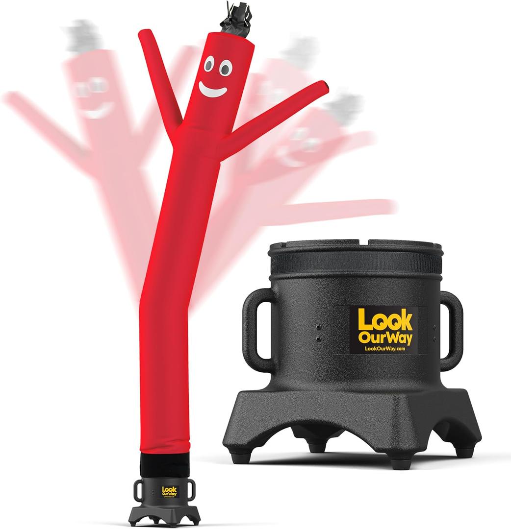 LookOurWay Air Dancers Wacky Waving Inflatable Tube Man Set - 10 Feet Tall Inflatable Dancing Man with Blower - Red