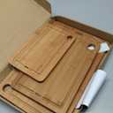 Bamboo Cutting Board for Kitchen, 3-Piece Set with Juice Grooves, Side Handles & Non-Slip Mats – Durable Bamboo Chopping Board for Meat, Vegetables and Fruits