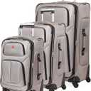 SwissGear 3 Piece Spinner Wheel Suitcase Set - Softshell & Lightweight, 25/27/29 Inches, Pewter