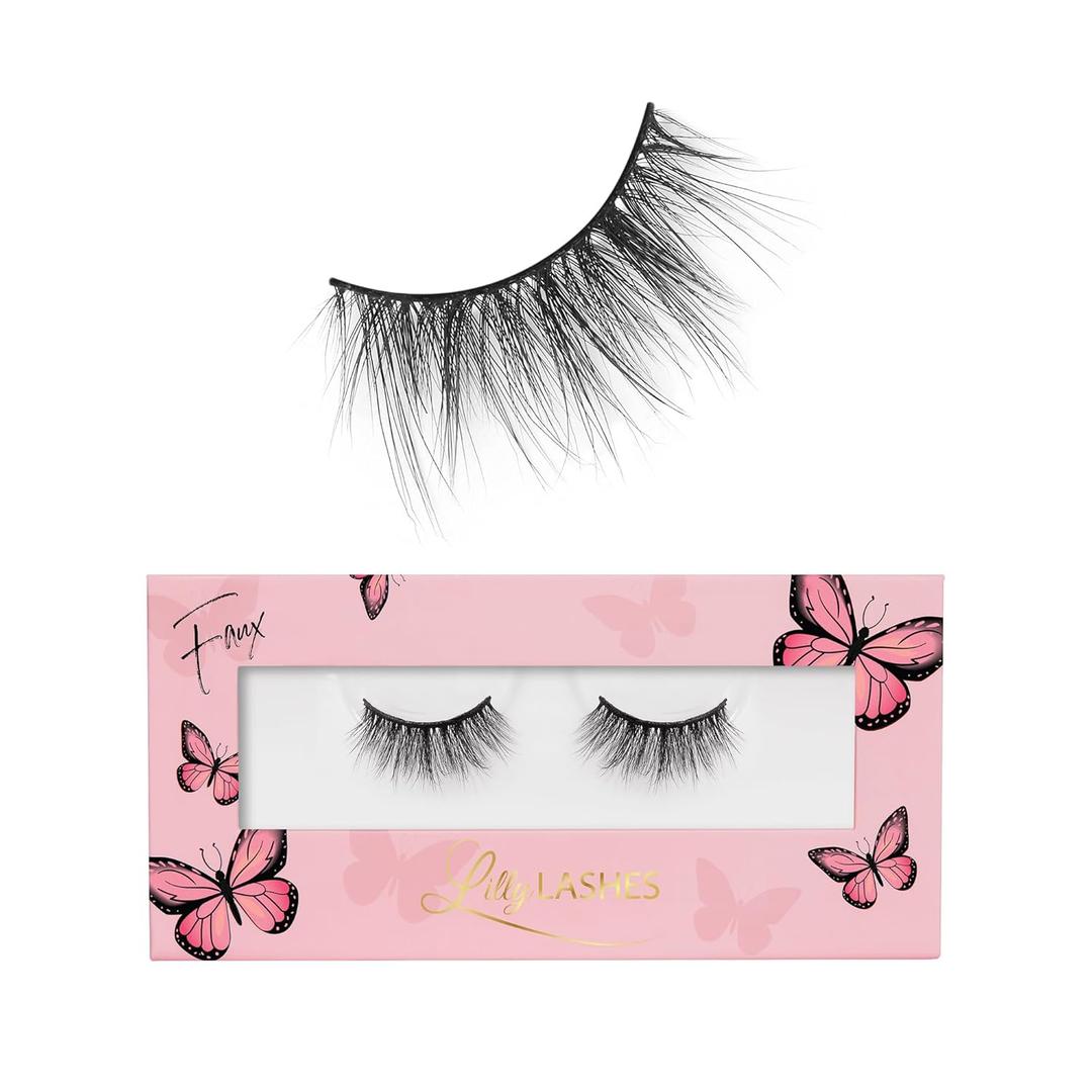 Lilly Lashes Butterfl'eyes Faux Mink Lashes, Half Lashes Natural Look & Feel, False & Reusable Eyelashes 20x, No Trimming + Easy to Apply, Round Style, Lash Glue not Included, 13mm (Angel)