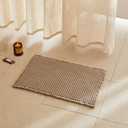 TYUU Waffle Bath Mat, Boho Bathroom Rugs Non Slip Washable Super Absorbent Quick Dry Bath Mat Farmhouse Bathroom Decor, 24"x16" Beige