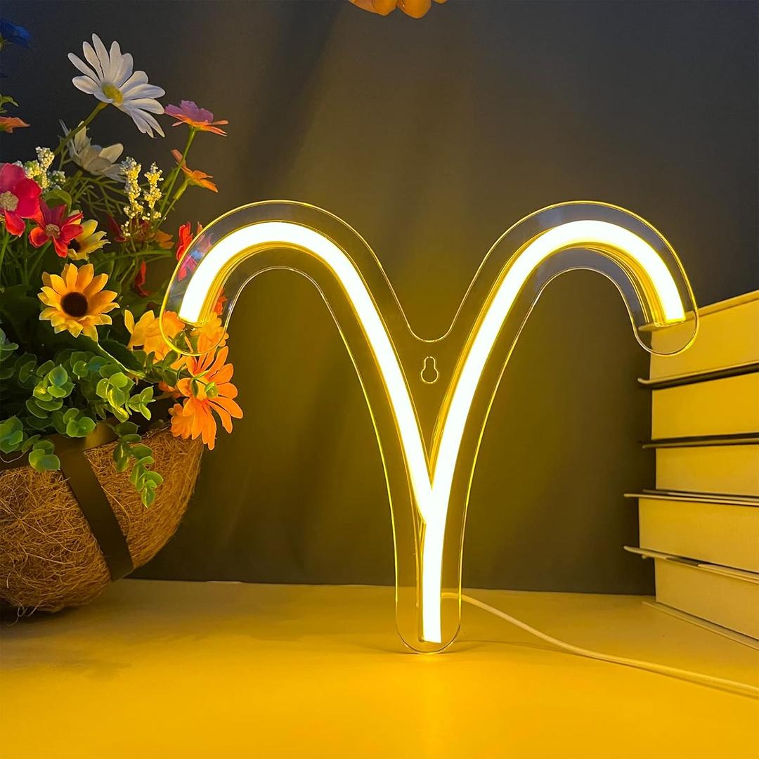 The Zodiac Horoscope Neon Sign, Aries LED Neon Signs for Wall Decor, Astrology Zodiac Horoscope Neon Lights Beautiful Spiritual, Birthday Party, Home Kids Room Decor Aries