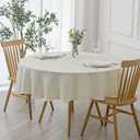 maxmill Round Textured Tablecloth Spill-Proof Wrinkle Free Soft Jacquard Table Cloth for Circular Table Cover, for Dining Room Buffet Banquet Parties Holiday Dinner, 70 Inch Ivory