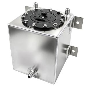 GSTP Universal 1 Gallon 4L Fuel Cell Tank with Cap and Level Sender Polished Aluminum Silver