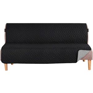 H.VERSAILTEX Futon Cover Reversible Sofa Slipcover Furniture Protector Water Resistant 2 Inch Wide Elastic Straps Sofa Bed Pets Kids Dog Cat Fit Sitting Width Up to 70"(Futon, Black/Grey)